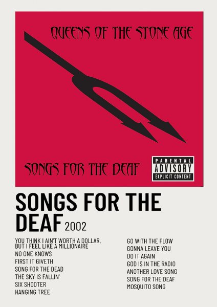 Queens of the Stone Age Songs for the Deaf Album Müzik Posteri – Duvar Tablosu duvarda gerçek ölçek