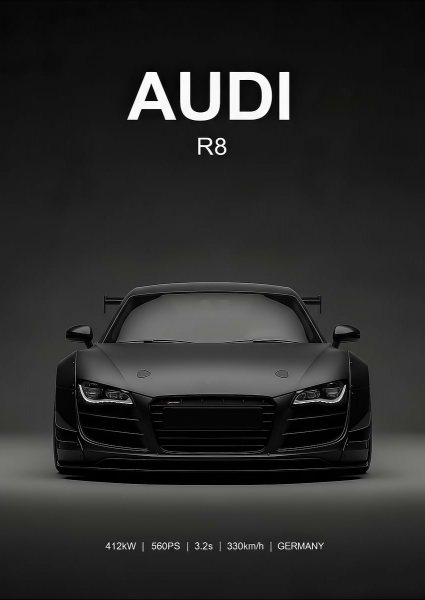 race Audi R8 Black Edition Araba Posteri – Duvar Tablosu