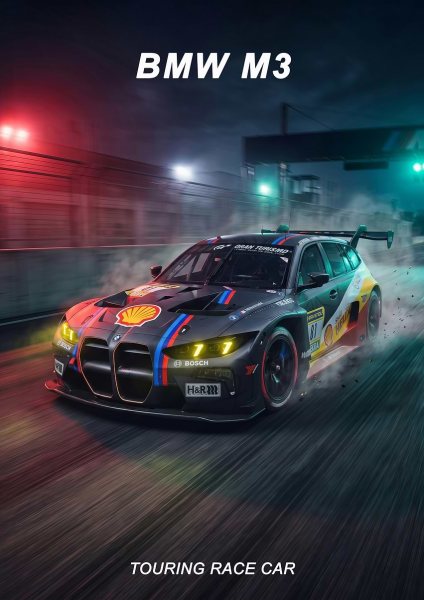 racing fast BMW M3 Touring Race Car Araba Posteri – Duvar Tablosu