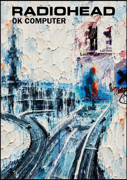 Radiohead OK Computer Textured Art Müzik Posteri – Duvar Tablosu duvarda gerçek ölçek