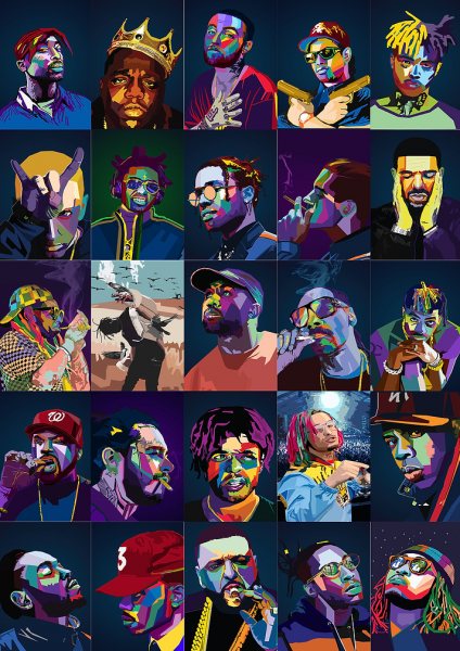Rapper Collection HIPHOP Müzik Posteri – Duvar Tablosu duvarda gerçek ölçek