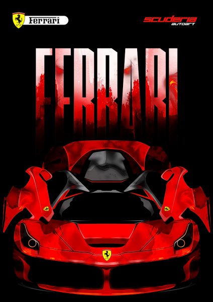 Red Ferrari Car Illustration Araba Posteri – Duvar Tablosu