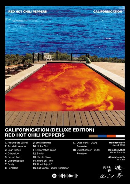 Red Hot Chili Peppers - Californication Müzik Posteri – Duvar Tablosu duvarda gerçek ölçek
