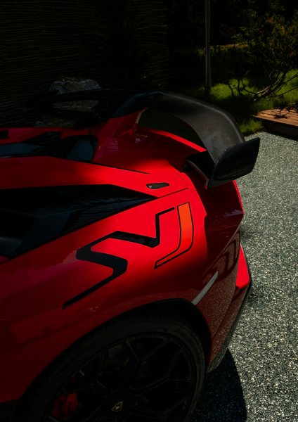 Red Lamborghini Aventador SVJ Araba Posteri – Duvar Tablosu duvarda gerçek ölçek