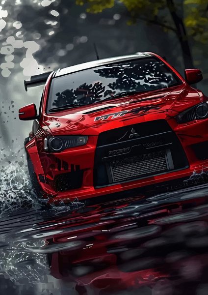 Red Mitsubishi Lancer Evolution Araba Posteri – Duvar Tablosu duvarda gerçek ölçek