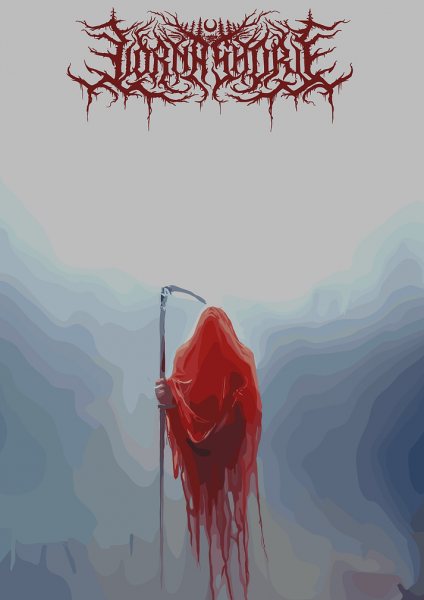 Red Reaper in Misty Landscape Müzik Posteri – Duvar Tablosu duvarda gerçek ölçek