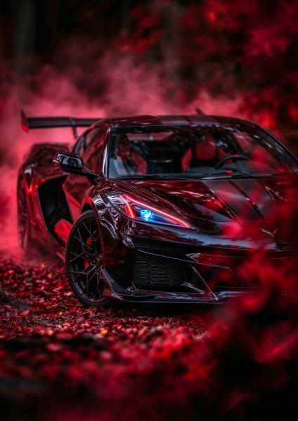 Red Smoke Corvette C8 Araba Posteri – Duvar Tablosu