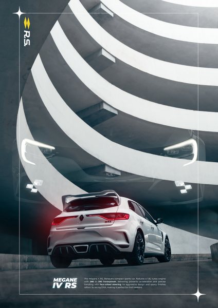 Renault Mégane 4 RS Poster - Compact Sport Redefined Araba Posteri – Duvar Tablosu duvarda gerçek ölçek