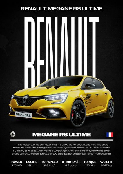 Renault Megane RS Ultime Araba Posteri – Duvar Tablosu poster görseli