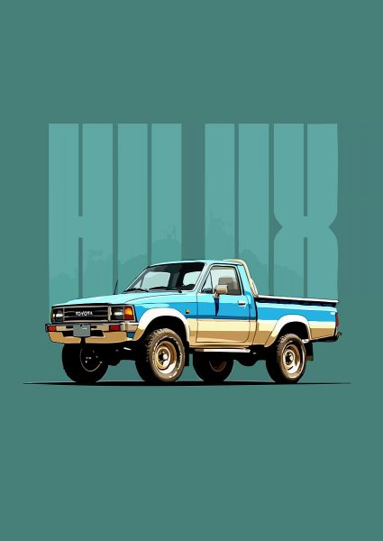 Retro Toyota Hilux Pickup Truck Araba Posteri – Duvar Tablosu poster görseli