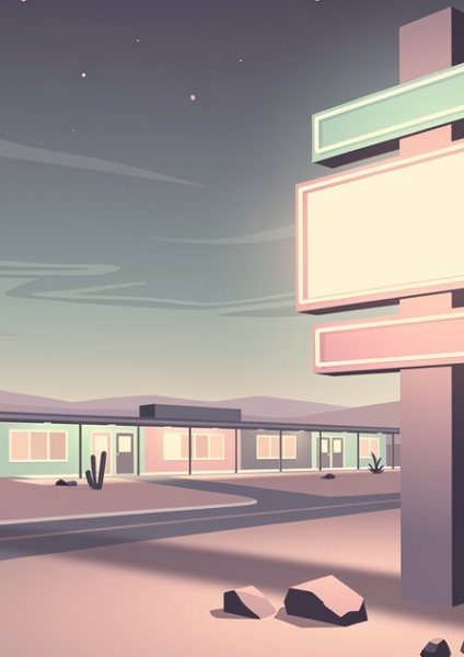 Retro Yol Kenarı Posteri – Seyahat afişi Duvar Tablosu