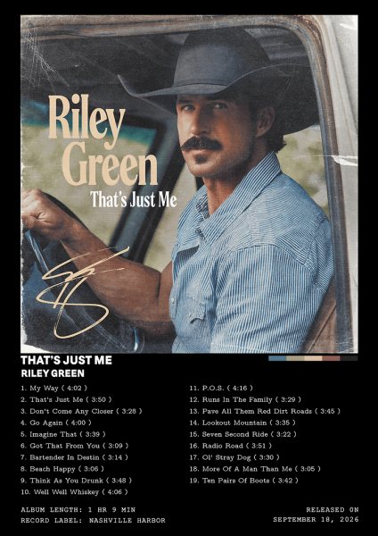 Riley Green That's Just Me Album Cover Müzik Posteri – Duvar Tablosu poster görseli