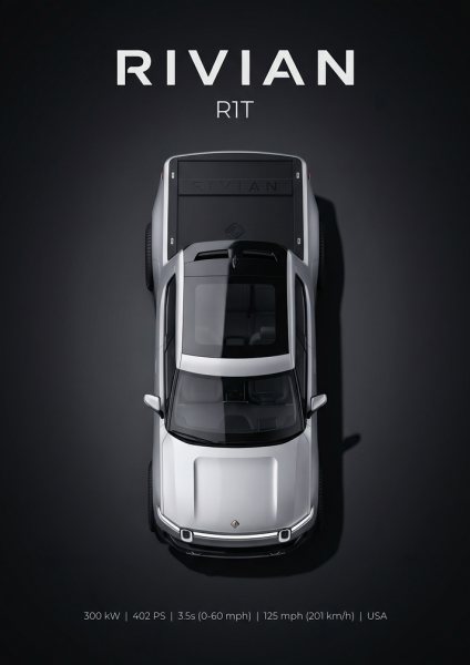 Rivian R1T Top View Araba Posteri – Duvar Tablosu