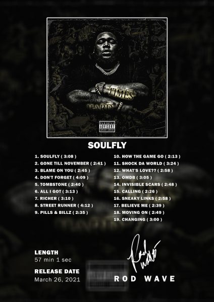 Rod Wave Soulfly Album Tracklist Müzik Posteri – Duvar Tablosu duvarda gerçek ölçek