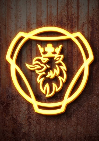 Saab Logo Neon Sign Araba Posteri – Duvar Tablosu duvarda gerçek ölçek
