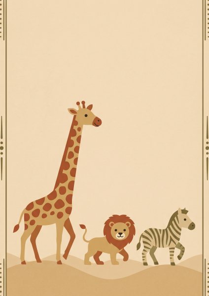 Safari Hayvanları Posteri – Minimal Duvar Tablosu