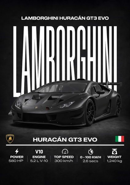 sattne black Lamborghini Huracán GT3 EVO Araba Posteri – Duvar Tablosu poster görseli