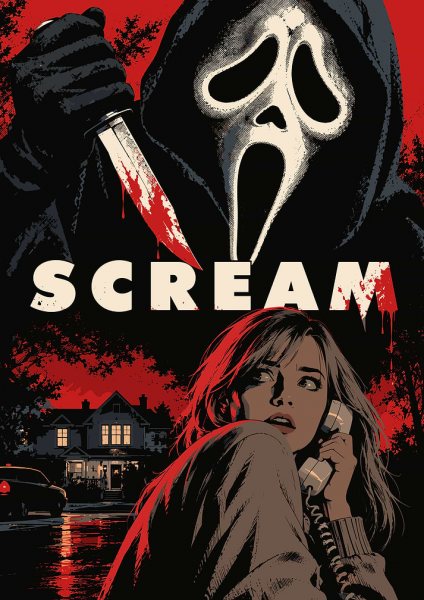 Scream Movie Poster Art Film Posteri – Duvar Tablosu duvarda gerçek ölçek
