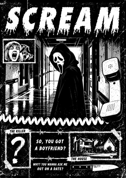 Scream Movie Poster Art Film Posteri – Duvar Tablosu duvarda gerçek ölçek