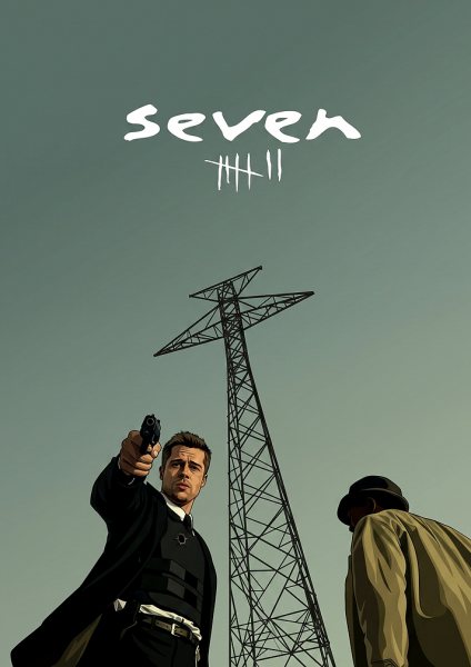 Seven Movie Minimalist Film Posteri – Duvar Tablosu duvarda gerçek ölçek