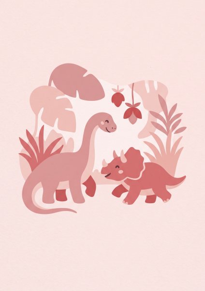 Sevimli Dinozorlar Posteri – Minimal Duvar Tablosu