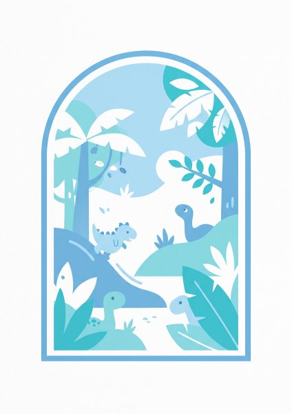 Sevimli Dinozorlar Posteri – Minimal Duvar Tablosu