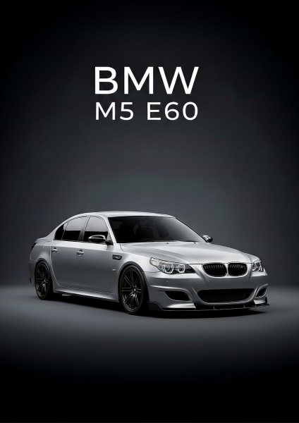 Silver BMW M5 E60 car psoter Araba Posteri – Duvar Tablosu duvarda gerçek ölçek