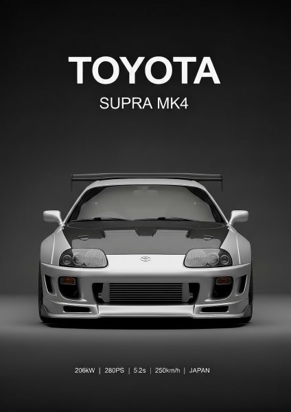 silver sport Toyota Supra MK4 Araba Posteri – Duvar Tablosu