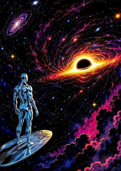 Silver Surfer Observing a Black Hole Film Posteri – Duvar Tablosu duvarda gerçek ölçek