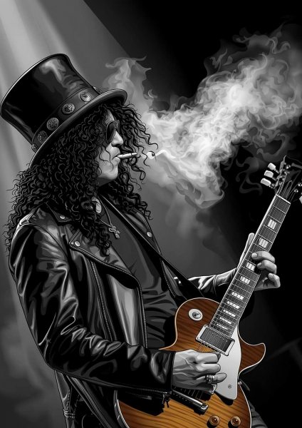 Slash Guitarist Portrait Müzik Posteri – Duvar Tablosu duvarda gerçek ölçek