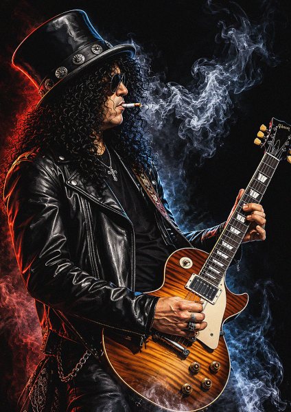 Slash Playing Electric Guitar Müzik Posteri – Duvar Tablosu poster görseli