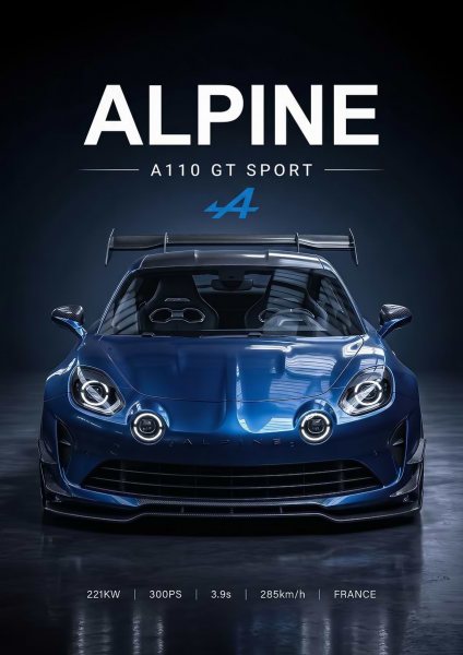 sleek Alpine A110 GT Sport Araba Posteri – Duvar Tablosu