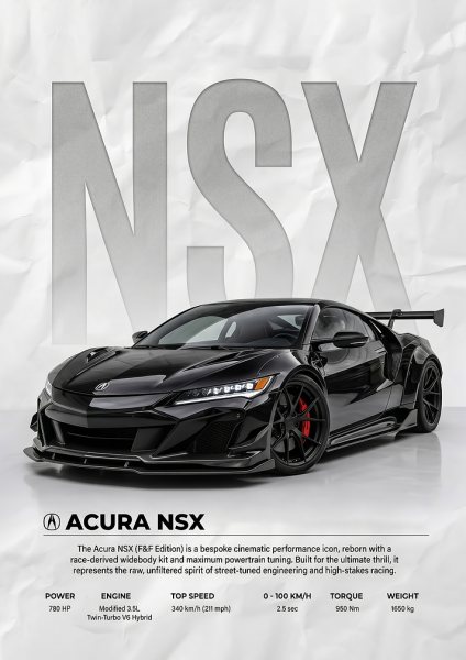 sleek black Acura NSX black Edition car Araba Posteri – Duvar Tablosu poster görseli