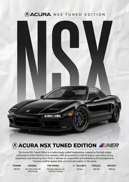 sleek black Acura NSX car Araba Posteri – Duvar Tablosu