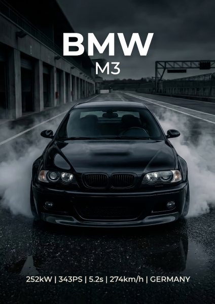 sleek black BMW e46 Drifting on Racetrack Araba Posteri – Duvar Tablosu