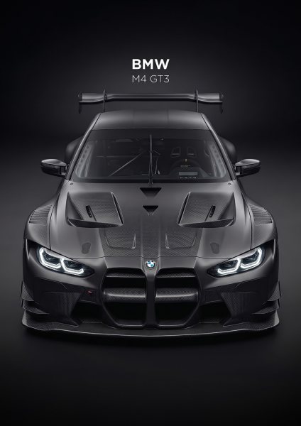 sleek black BMW m4 gt3s Race Car Araba Posteri – Duvar Tablosu duvarda gerçek ölçek