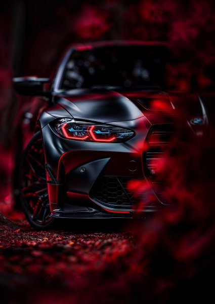 Sleek Black Car Autumn Araba Posteri – Duvar Tablosu
