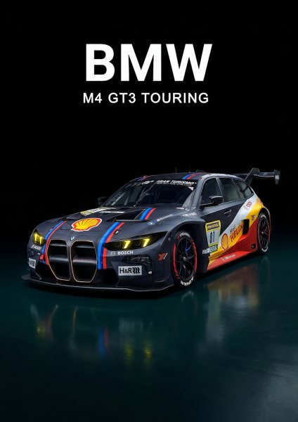 sleek BMW M4 GT3 Touring Race Car Araba Posteri – Duvar Tablosu duvarda gerçek ölçek