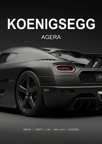 sleek close up Koenigsegg Agera black Car Araba Posteri – Duvar Tablosu duvarda gerçek ölçek