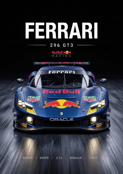 sleek Ferrari 296 GT3 Racing car Araba Posteri – Duvar Tablosu
