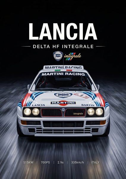 sleek Lancia Delta HF Integrale car Araba Posteri – Duvar Tablosu duvarda gerçek ölçek