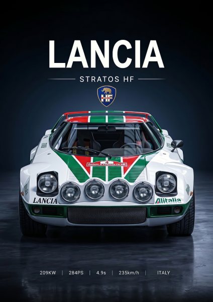 sleek Lancia Stratos HF Rally Car Araba Posteri – Duvar Tablosu duvarda gerçek ölçek