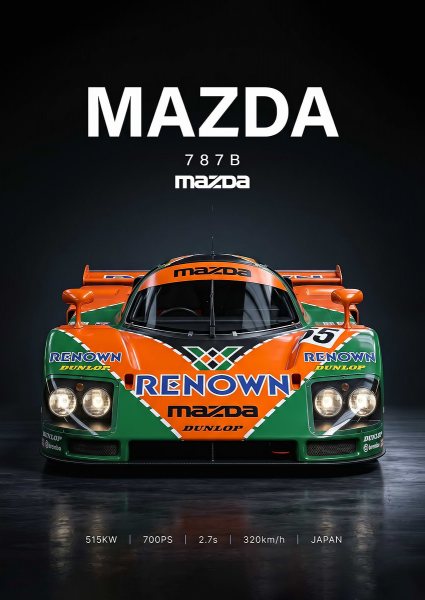 sleek Mazda 787B Racing Car Araba Posteri – Duvar Tablosu