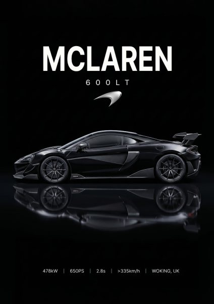 sleek McLaren 600LT Black Supercar Araba Posteri – Duvar Tablosu poster görseli