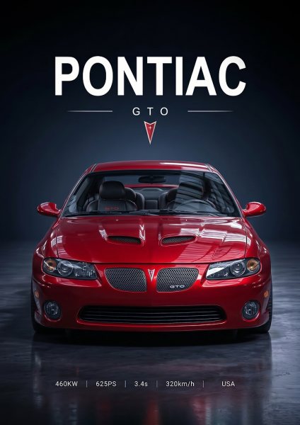 sleek Pontiac GTO Sports Car Araba Posteri – Duvar Tablosu duvarda gerçek ölçek