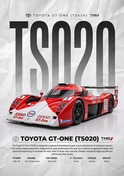 sleek race Toyota GT-One TS020 car Araba Posteri – Duvar Tablosu