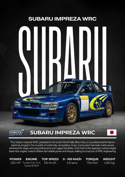 sleek rally Subaru Impreza WRC Car Araba Posteri – Duvar Tablosu