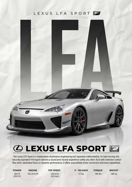 sleek silver Lexus LFA Sport Car Araba Posteri – Duvar Tablosu poster görseli