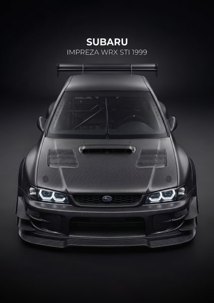 sleek Subaru Impreza WRX STI 1999 dark car Araba Posteri – Duvar Tablosu