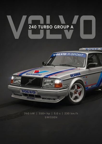 sleek Volvo 240 Turbo Group a car Araba Posteri – Duvar Tablosu duvarda gerçek ölçek